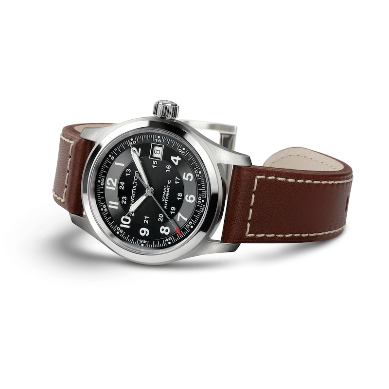 Main Image 2 of Hamilton Khaki Field Auto Brown Leather Strap Watch