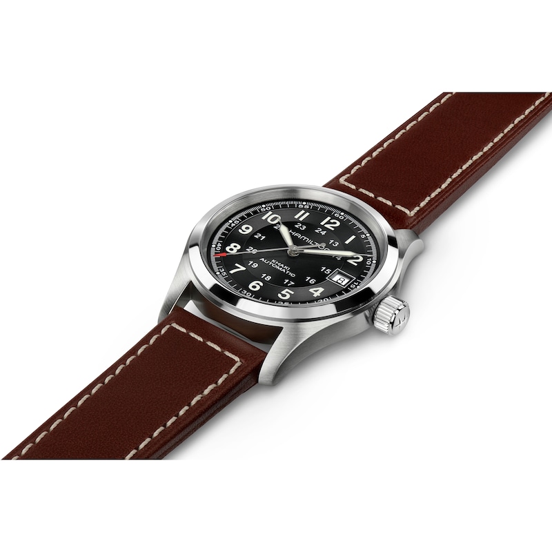 Main Image 3 of Hamilton Khaki Field Auto Brown Leather Strap Watch