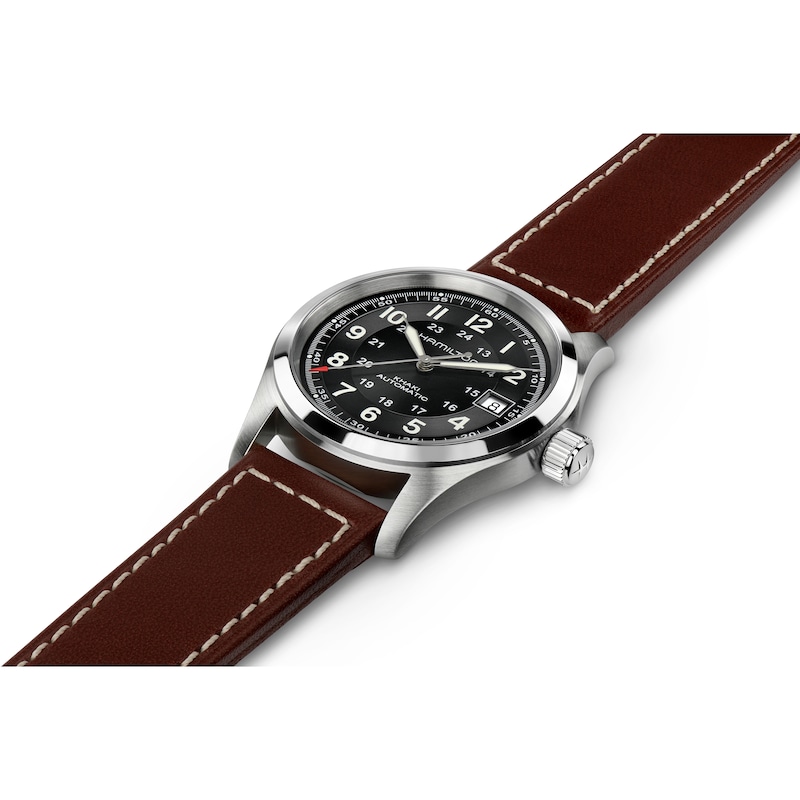 Hamilton Khaki Field Auto Brown Leather Strap Watch