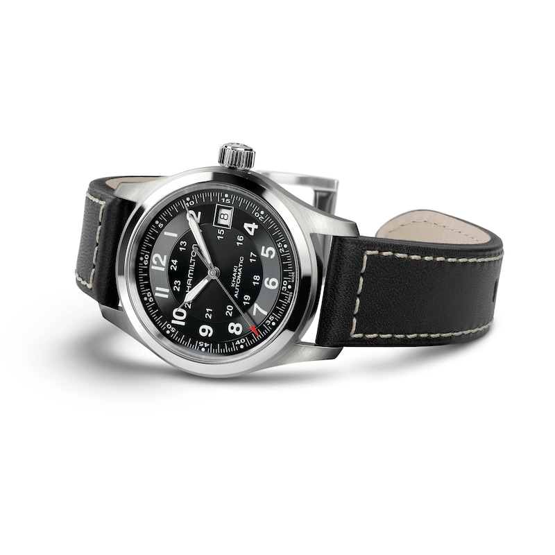 Main Image 2 of Hamilton Khaki Field Automatic Black Leather Strap Watch