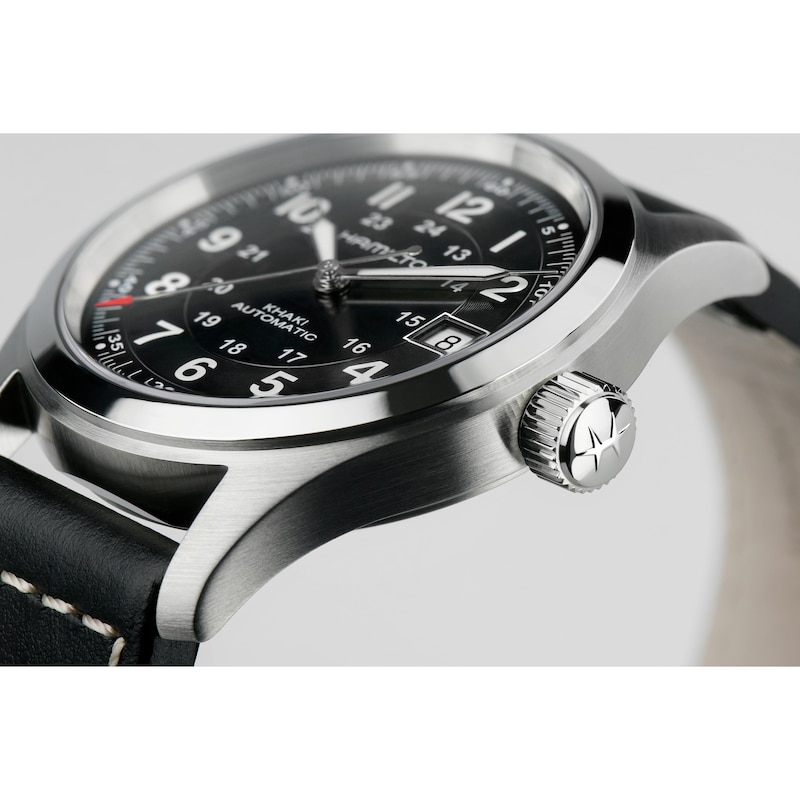 Main Image 4 of Hamilton Khaki Field Automatic Black Leather Strap Watch