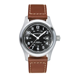 Hamilton Khaki Field Automatic Brown Leather Strap Watch