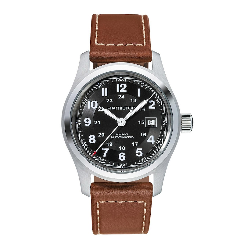 Hamilton Khaki Field Automatic Brown Leather Strap Watch