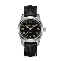 Hamilton Khaki Field Murph Black Leather Strap Watch