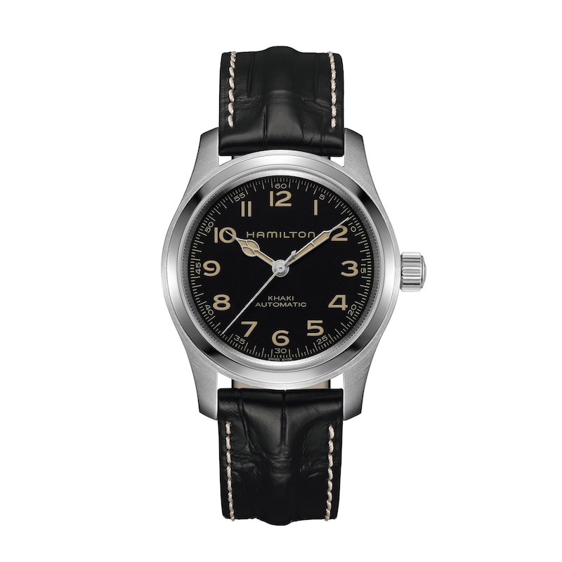 Hamilton Khaki Field Murph Black Leather Strap Watch