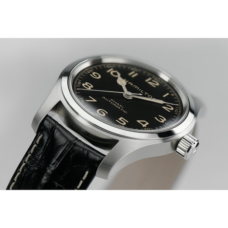Main Image 4 of Hamilton Khaki Field Murph Black Leather Strap Watch