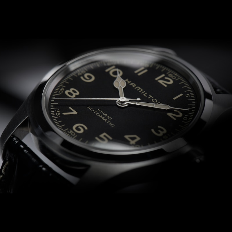 Main Image 5 of Hamilton Khaki Field Murph Black Leather Strap Watch