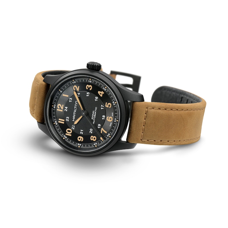 Main Image 2 of Hamilton Khaki Field Titanium Auto Brown Leather Strap Watch