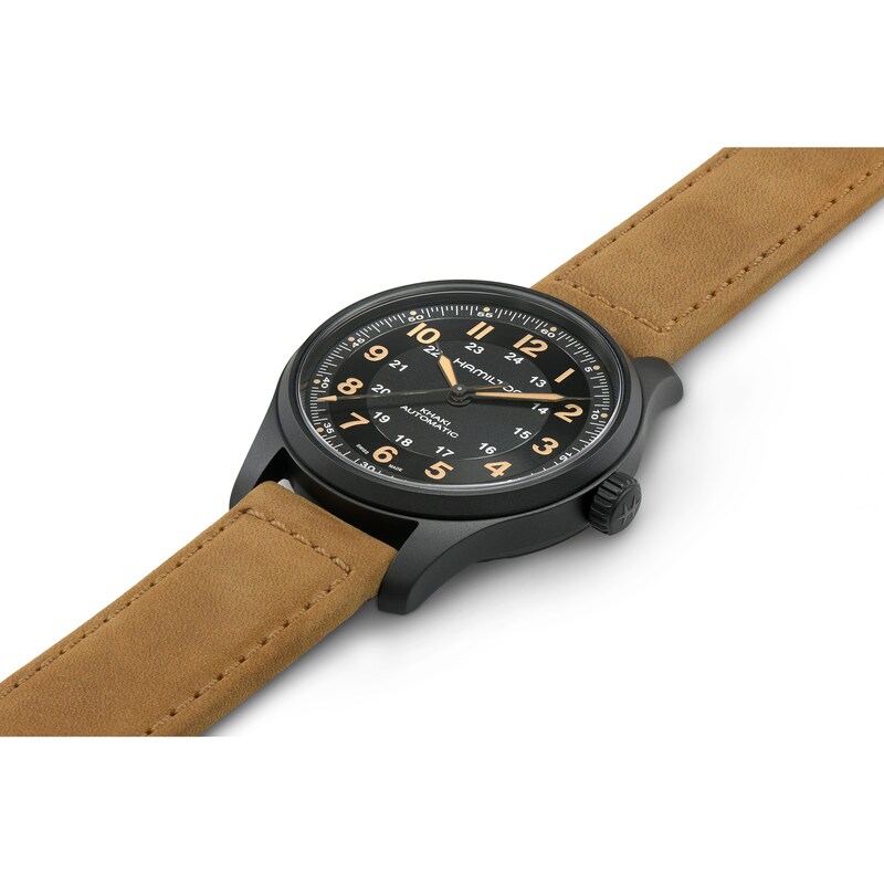 Main Image 3 of Hamilton Khaki Field Titanium Auto Brown Leather Strap Watch