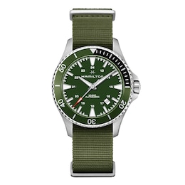 Hamilton Khaki Navy Scuba Green Fabric Strap Watch