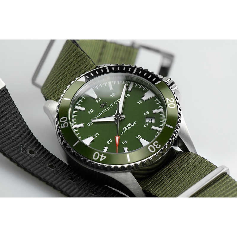 Hamilton Khaki Navy Scuba Green Fabric Strap Watch