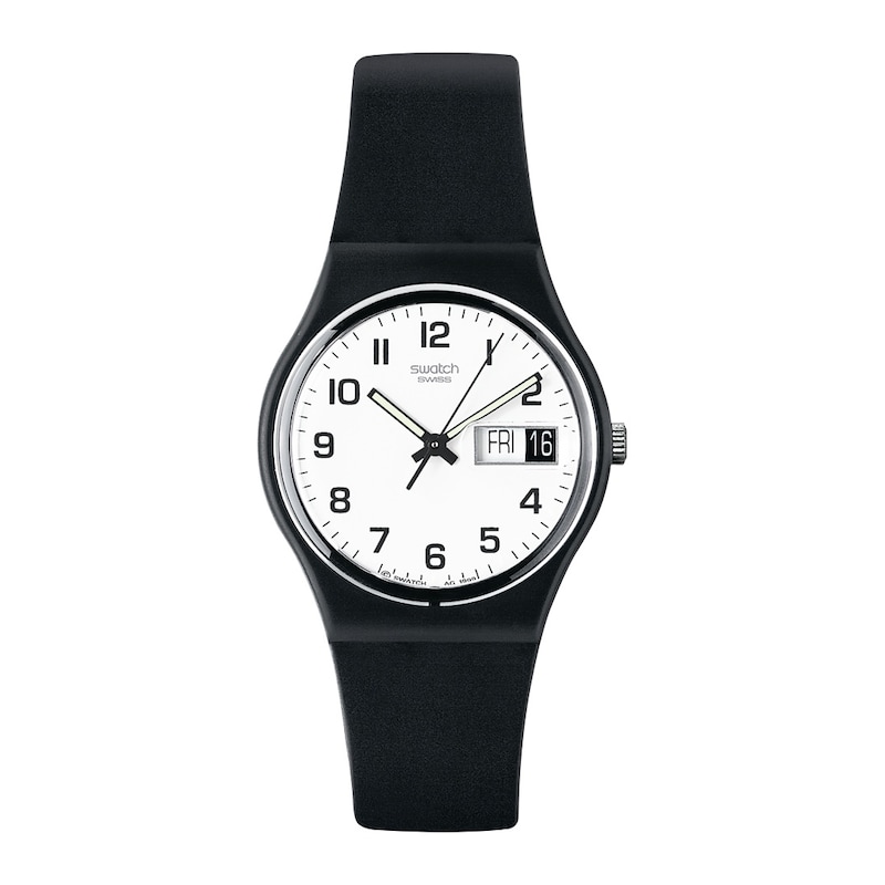 Swatch Once Again Unisex Black Plastic Strap Watch