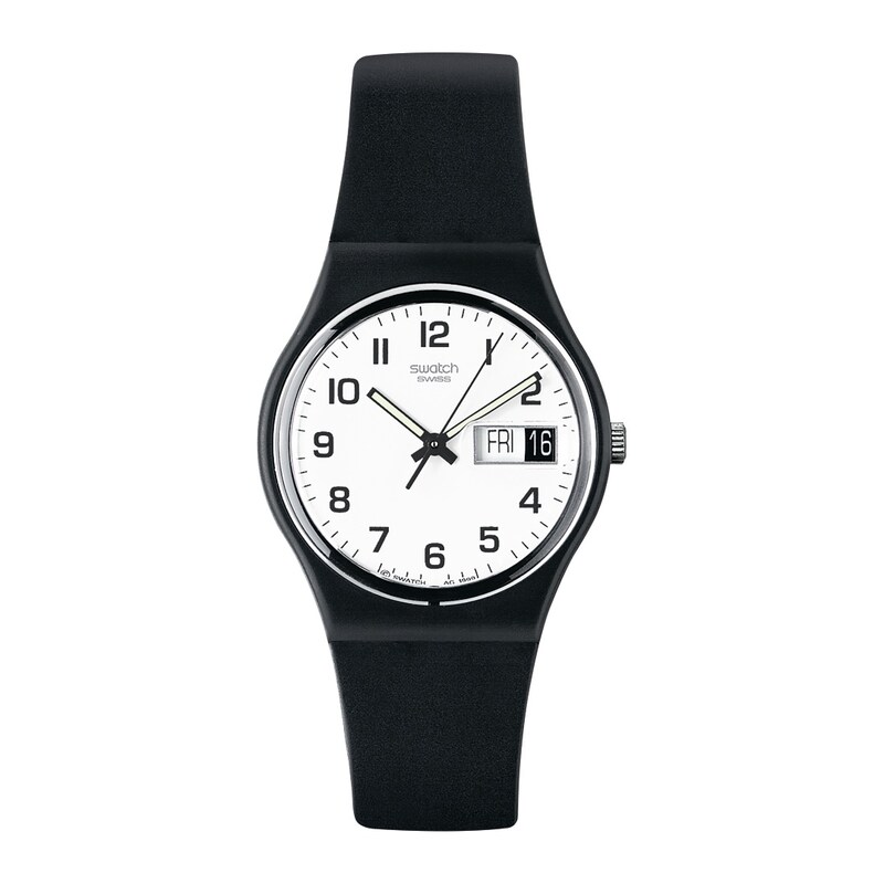 Swatch Once Again Unisex Black Plastic Strap Watch