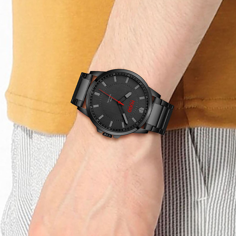 Main Image 4 of HUGO #FIRST Men's Black IP Bracelet Watch