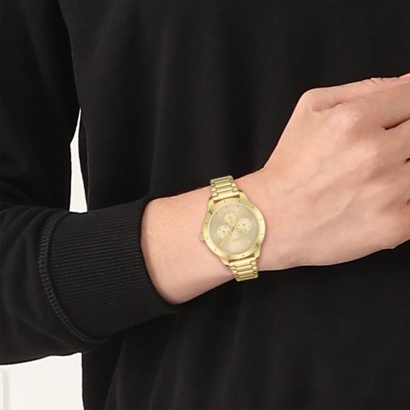 HUGO #FRIEND Ladies' Yellow Gold Tone Bracelet Watch