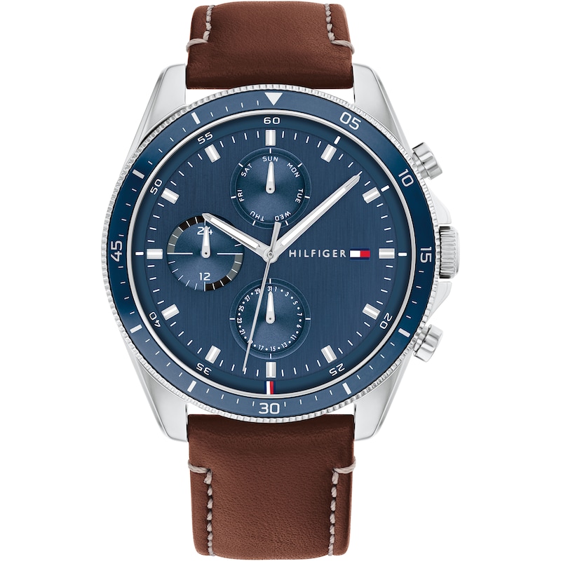 Main Image 1 of Tommy Hilfiger Men's Blue Dial Brown Leather Strap Watch