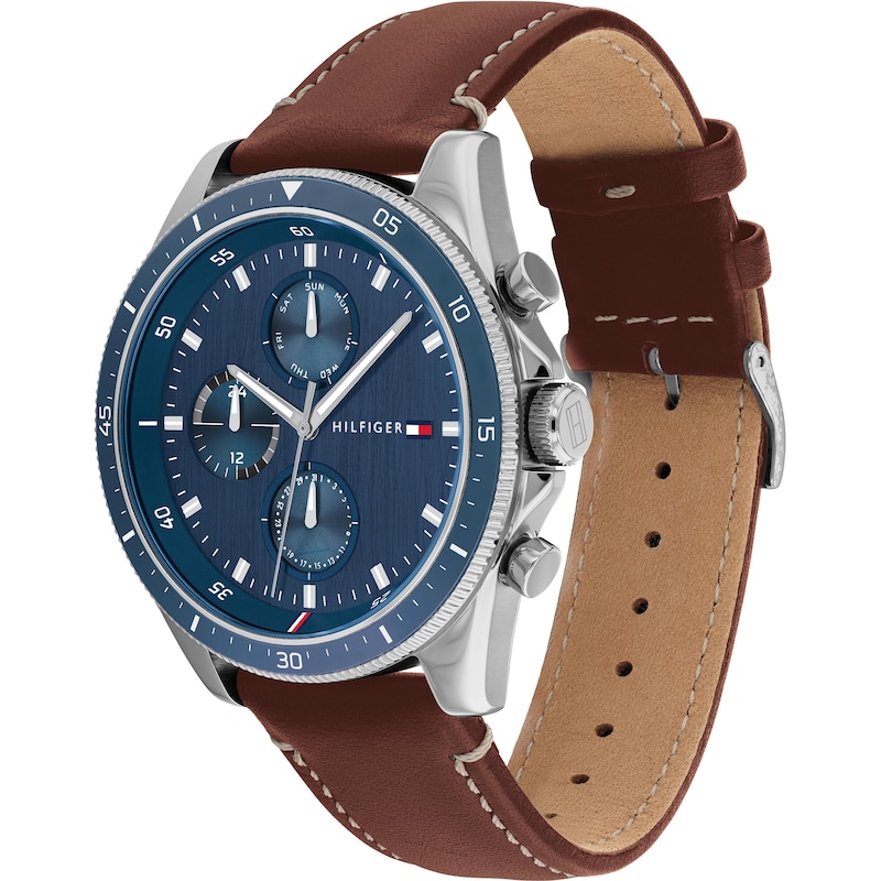 Main Image 2 of Tommy Hilfiger Men's Blue Dial Brown Leather Strap Watch
