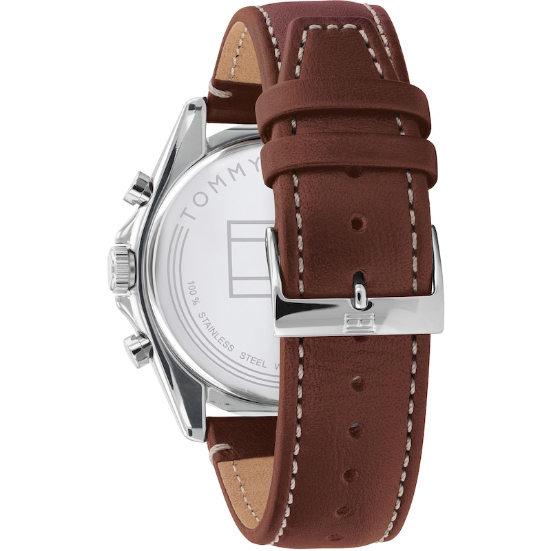 Tommy Hilfiger Men's Blue Dial Brown Leather Strap Watch