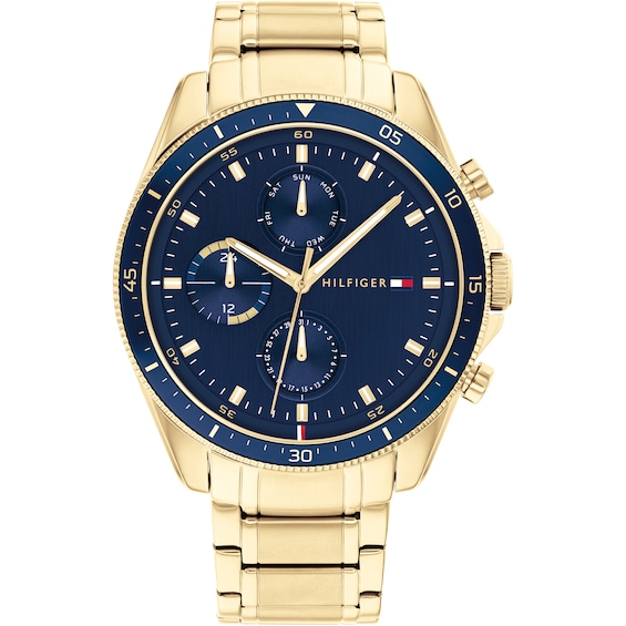 Tommy hilfiger watch gold and blue Clearance