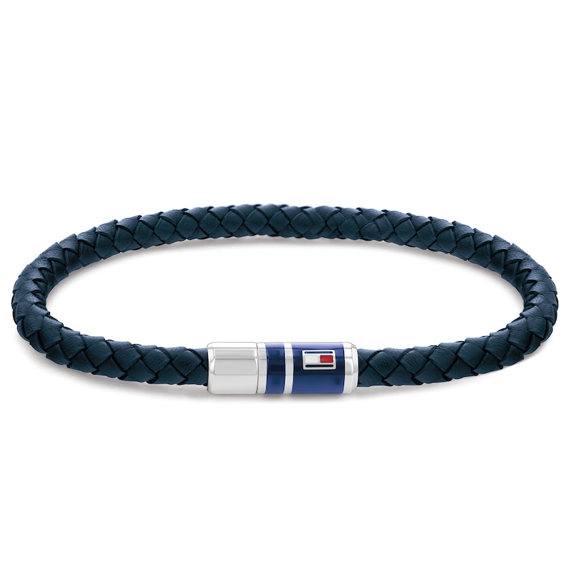 Main Image 1 of Tommy Hilfiger Men's Blue Leather Braided Bracelet