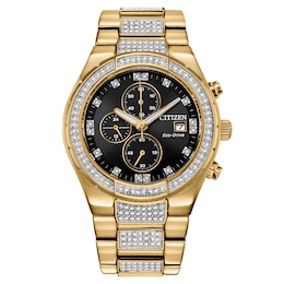 Citizen Crystal Men's Yellow Gold Tone Bracelet Watch