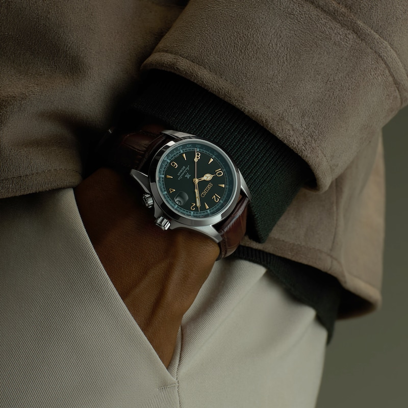 Main Image 6 of Seiko Prospex Alpinist Men's Brown Leather Strap