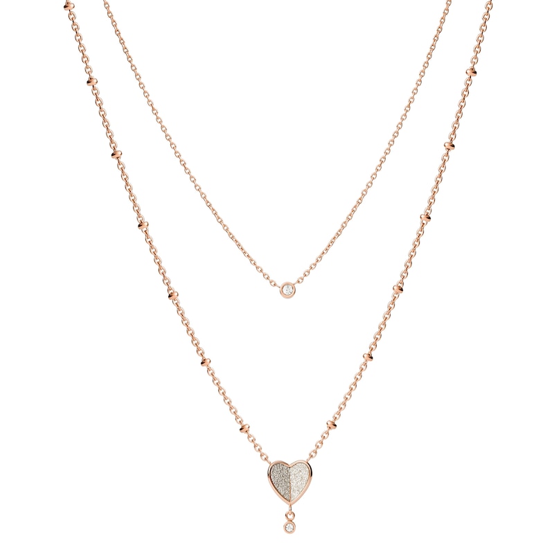 Main Image 1 of Fossil Flutter Hearts Rose Gold Tone Multi-Strand Necklace