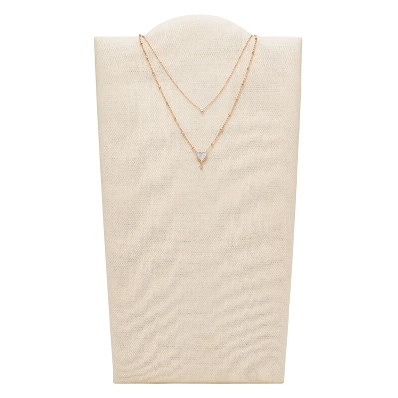 Main Image 2 of Fossil Flutter Hearts Rose Gold Tone Multi-Strand Necklace
