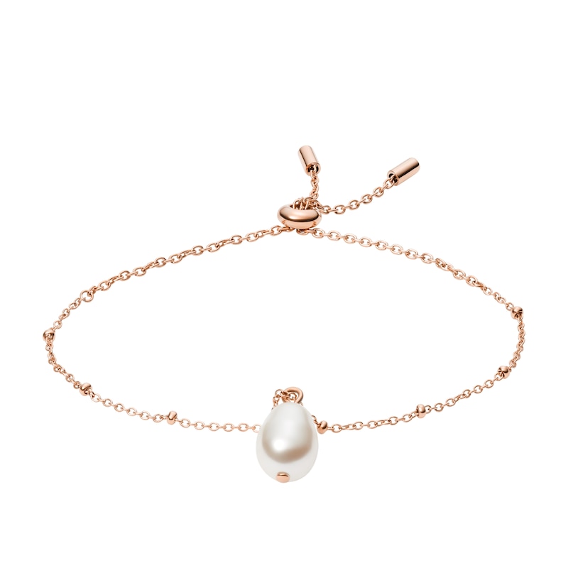 Main Image 1 of Fossil Vintage Icon Rose Gold Tone Synthetic Pearl Bracelet