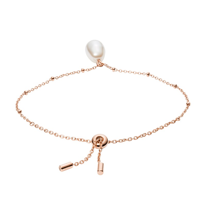 Main Image 2 of Fossil Vintage Icon Rose Gold Tone Synthetic Pearl Bracelet