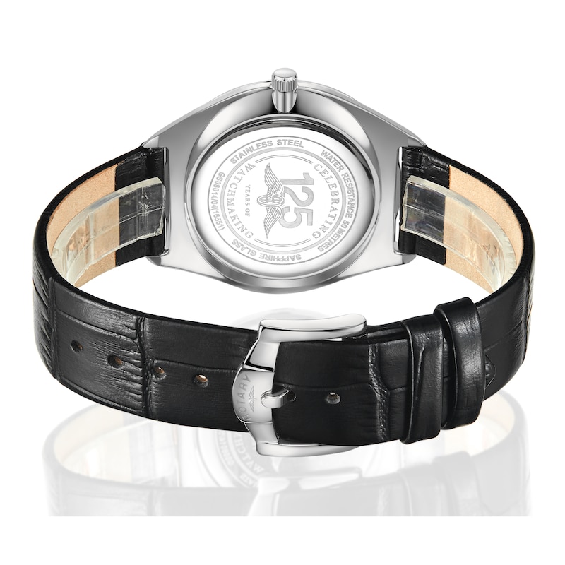 Rotary  Ultra Slim Men's Black Leather Strap Watch