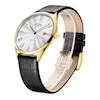 Thumbnail Image 2 of Rotary  Ultra Slim Men's Gold Tone Case Black Leather Strap Watch