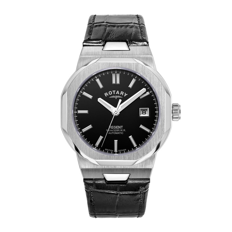 Rotary Regents Automatic Men's Black Leather Strap Watch