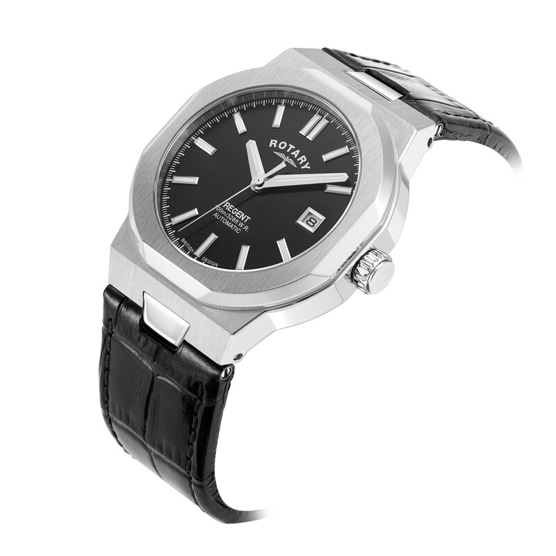 Rotary Regents Automatic Men's Black Leather Strap Watch