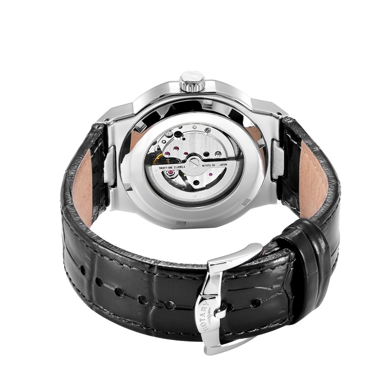 Rotary Regents Automatic Men's Black Leather Strap Watch