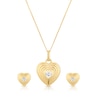 Thumbnail Image 1 of Sterling Silver Yellow Gold Plated Heart Cubic Zirconia Pendant & Earrings Set