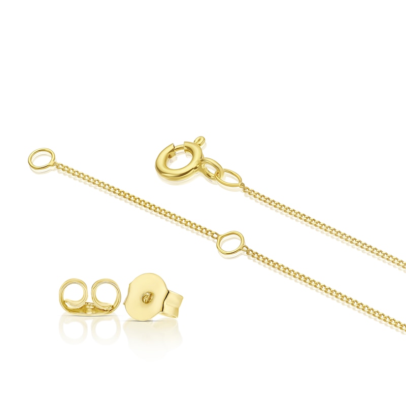 Main Image 2 of Sterling Silver Yellow Gold Plated Heart Cubic Zirconia Pendant & Earrings Set