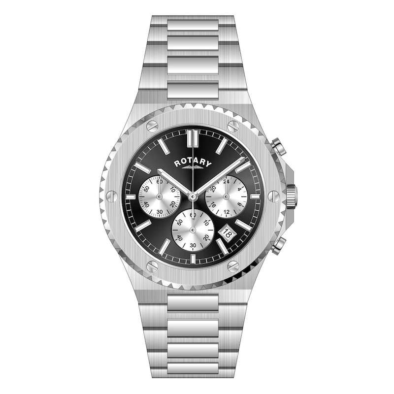 Rotary Panda Chronograph Stainless Steel Bracelet Watch