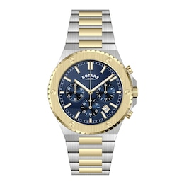 Rotary Chronograph Two Tone Stainless Steel Bracelet Watch