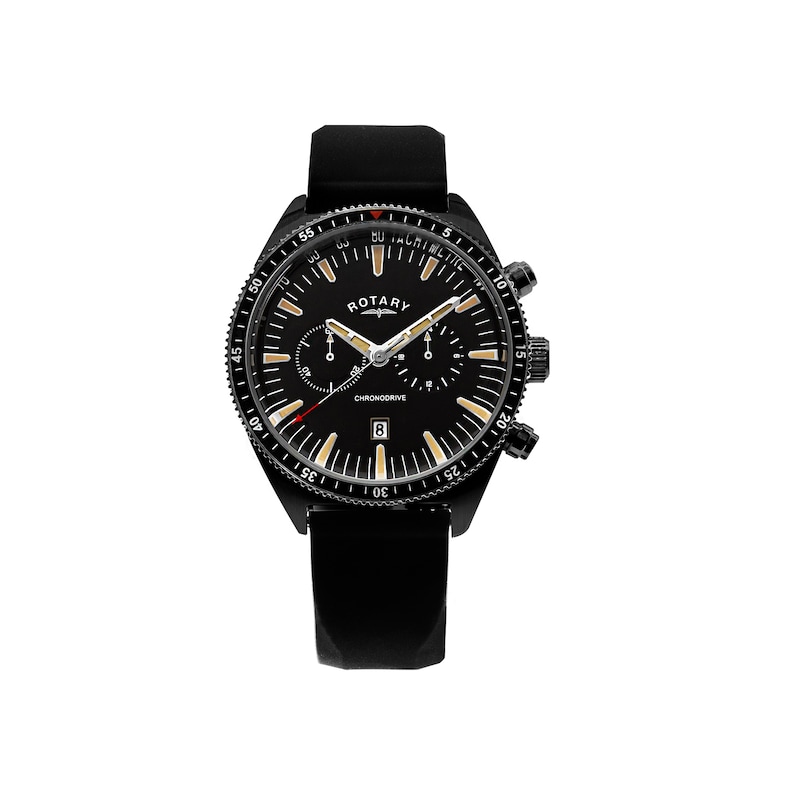 Main Image 1 of Rotary Chronodrive Men's Black Rubber Strap Watch