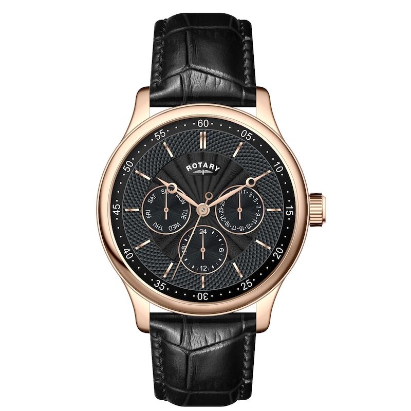 Main Image 1 of Rotary Men's Multi Chronograph Black Leather Strap Watch