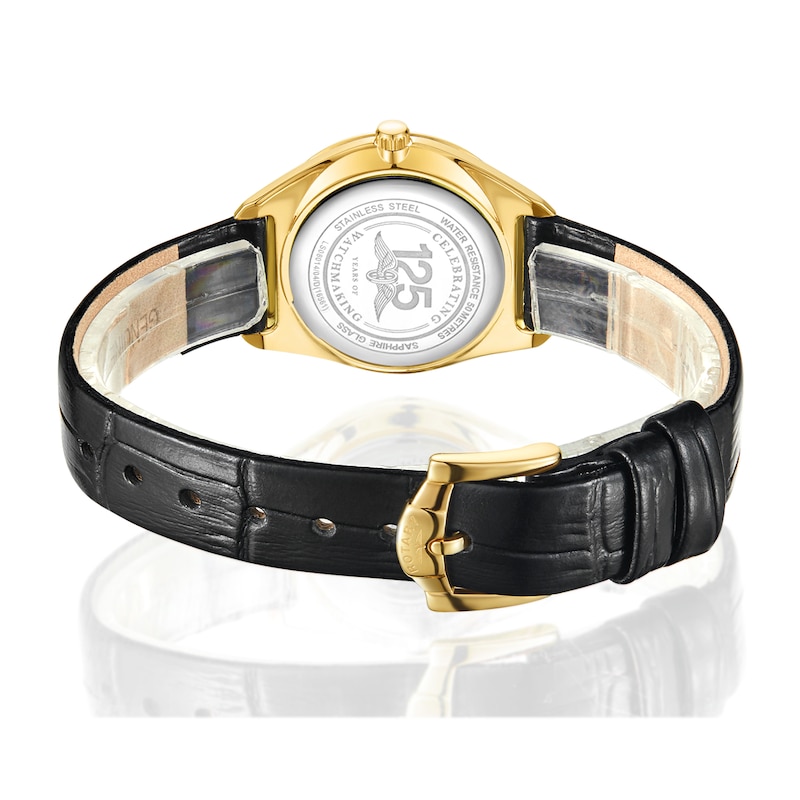 Rotary  Ultra Slim Ladies' Black Leather Strap Watch