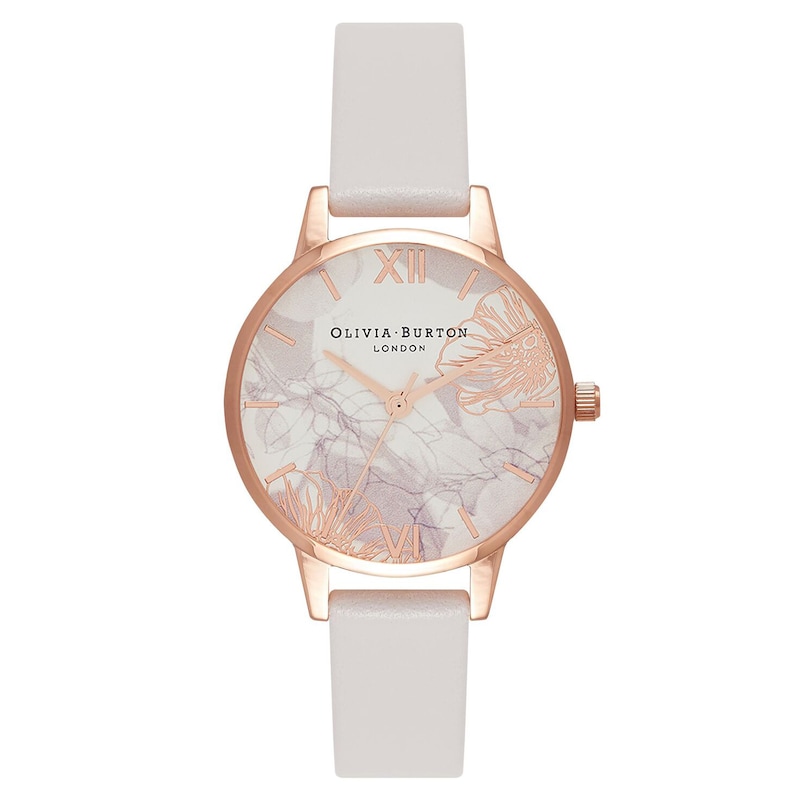 Olivia Burton Abstract Florals Ladies' Pink Strap Watch