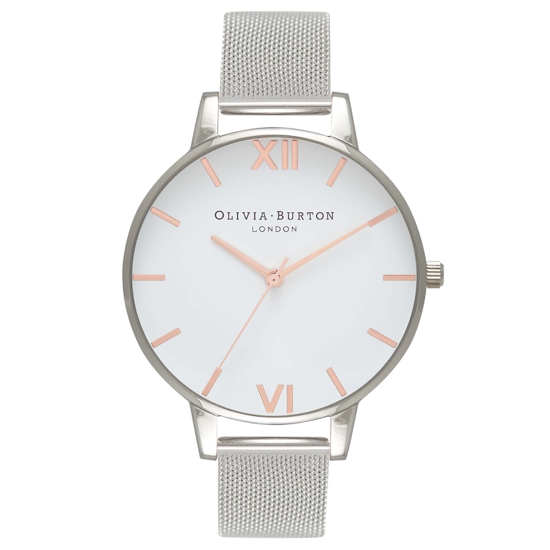 Main Image 1 of Olivia Burton Big Dial Silver Metal Plated Mesh Watch