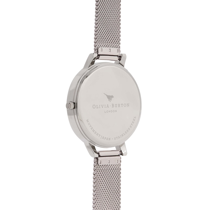 Olivia Burton Big Dial Silver Metal Plated Mesh Watch