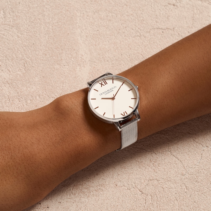 Main Image 5 of Olivia Burton Big Dial Silver Metal Plated Mesh Watch