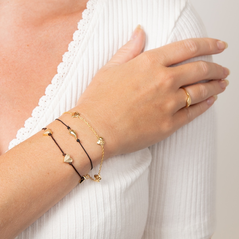 Main Image 3 of HS Edit HEARTS 18ct Yellow Gold Plated Sterling Silver Triple Hammered Heart Station Bracelet