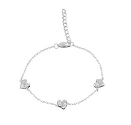 HS Edit HEARTS Sterling Silver Triple Hammered Heart Station Bracelet