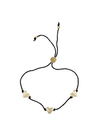 HS Edit HEARTS 18ct Yellow Gold Plated Sterling Silver Triple Heart Station Brown Cord Friendship Bracelet
