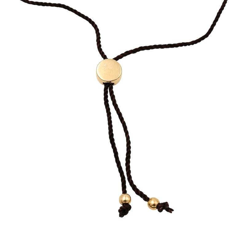 Main Image 2 of HS Edit HEARTS 18ct Yellow Gold Plated Sterling Silver Triple Heart Station Brown Cord Friendship Bracelet